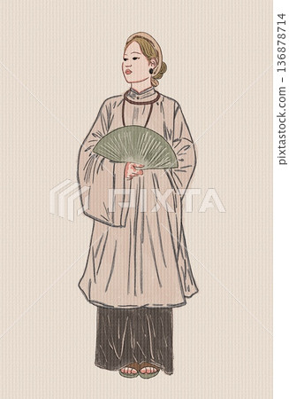 vector pop art illustration of girl in a red dress 136878714