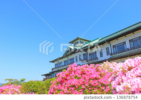愛知縣蒲郡市杜鵑花盛開和蒲郡經典酒店風景 136878754