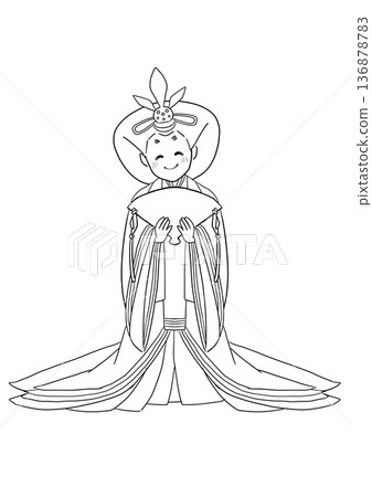 A smiling female Hina doll celebrating the Jōshi Festival A smiling female Hina doll celebrating the Jōshi Festival 136878783