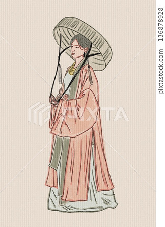 vector pop art illustration of a girl in a scarf 136878928