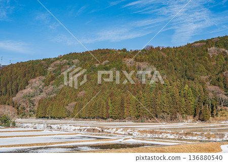 Rural scenery of Makino Town in early spring, Takashima City, Shiga Prefecture Rural scenery of Makino Town in early spring, Takashima City, Shiga Prefecture 136880540