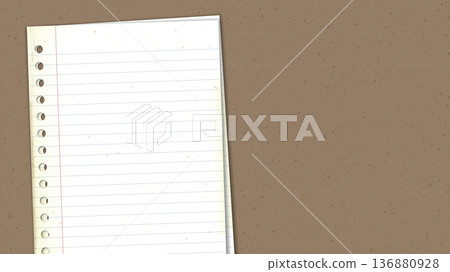 Both of old lined notepapers size A4 overlap with stains effect on craft paper horizontal background have blank space. Both of old lined notepapers size A4 overlap with stains effect on craft paper horizontal background have blank space. 136880928