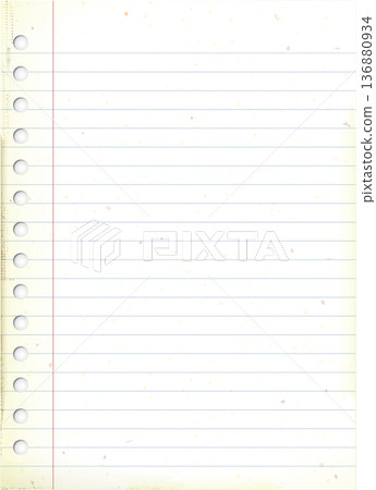 Old lined notepaper size A4 with stains effect vertical background have blank space. 136880934