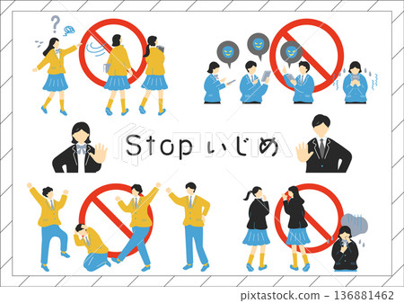 No Bullying Illustration Set No Bullying Illustration Set 136881462