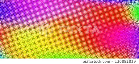 Colorful saturated halftone gradient background. Dotted iridescent rainbow half tone gradation texture. Abstract pixelated multicolored wallpaper. Colour dotty bitmap style backdrop concept. Vector Colorful saturated halftone gradient background. Dotted iridescent rainbow half tone gradation texture. Abstract pixelated multicolored wallpaper. Colour dotty bitmap style backdrop concept. Vector 136881839