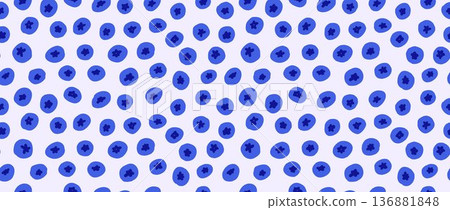 Seamless hand drawn blueberry pattern. Repeating doodled blueberries background. Sketched berries wallpaper design for fabric, textile print, wrapping paper. Vector repeated bilberry dessert pattern Seamless hand drawn blueberry pattern. Repeating doodled blueberries background. Sketched berries wallpaper design for fabric, textile print, wrapping paper. Vector repeated bilberry dessert pattern 136881848