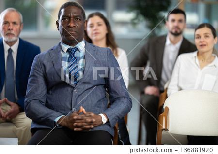 African businessman at a seminar on finance and investment 136881920