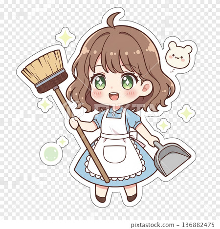 A girl cleaning 136882475