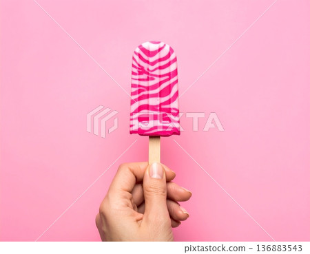 colorful lollipop in hand, Ice cream 136883543
