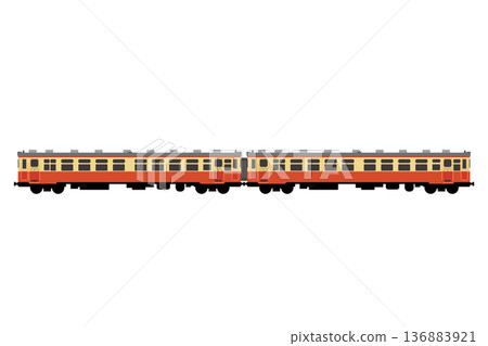 A vector illustration of two Kiha 11 diesel railcars of the former Japanese National Railways 136883921