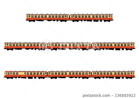 Illustration set of former JNR diesel railcars (Kiha 17, 18, Kiha Uni 15) 136883922