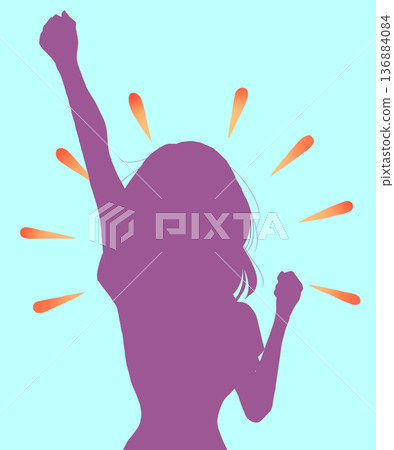女子舉起拳頭,短袖 女子舉起拳頭,短袖 136884084