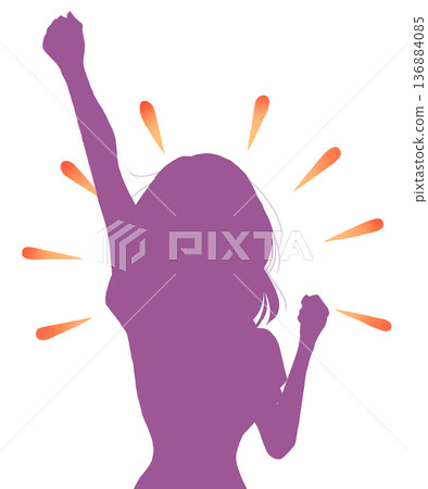Woman raising her fist, short sleeves 136884085