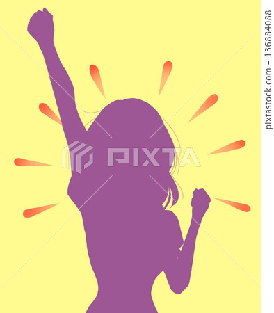 Woman raising her fist, short sleeves 136884088