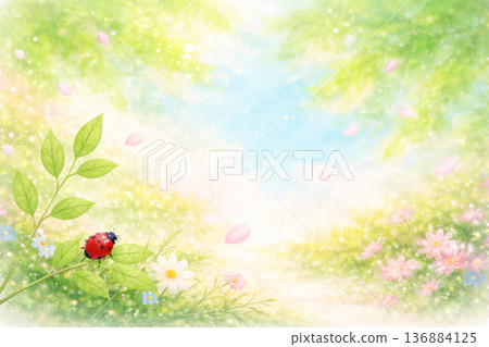 水彩和柔和風格的春季風格背景紋理 136884125