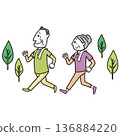 一對老年夫婦在戶外跑步 136884220