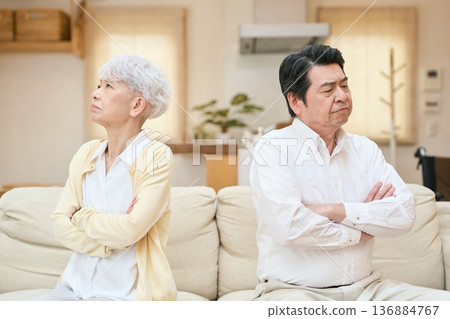 Senior Asian couple fighting Senior Asian couple fighting 136884767