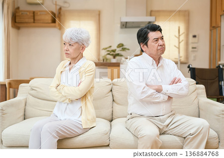 Senior Asian couple fighting Senior Asian couple fighting 136884768
