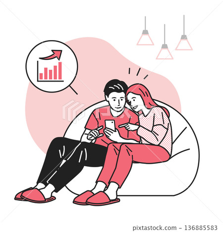 一對因智慧型手機而受益的夫婦 136885583