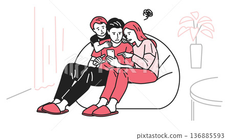 Family having trouble with smartphone 136885593