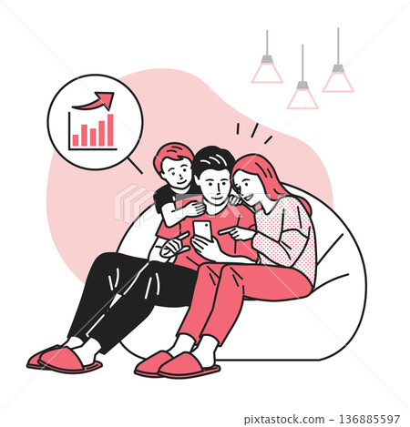 A family benefiting from smartphones 136885597