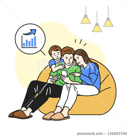 A family benefiting from smartphones A family benefiting from smartphones 136885598