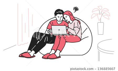 一對夫婦的電腦出了問題。 136885607