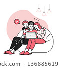 A family entering information or applying on a computer 136885619