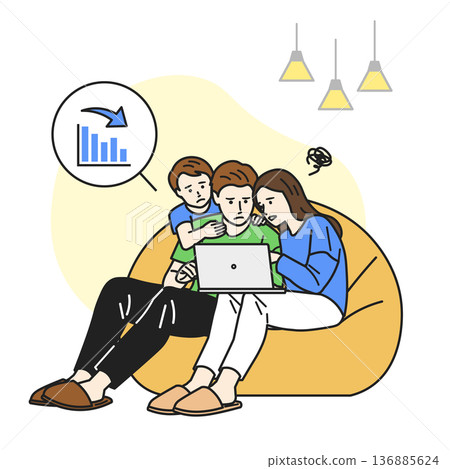 Family losing money on a computer 136885624