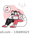 A family making money from a computer 136885625