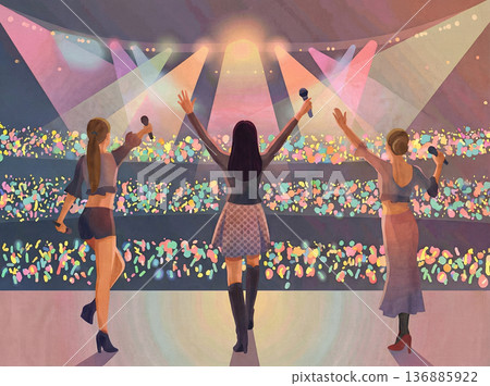 A live performance by a girl idol group and sparkling fanlights 136885922