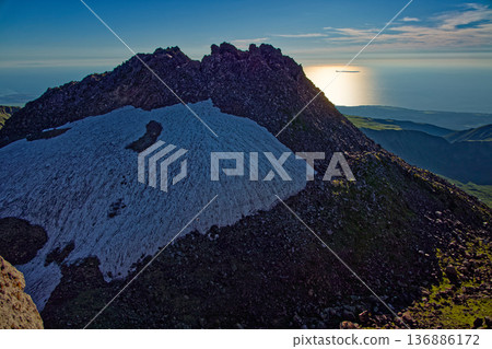 下午從鳥海岳和七高山的外緣眺望新山頂和日本海。 136886172