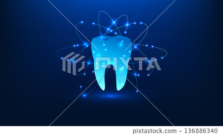 Medical technology background featuring a tooth surrounded by digital technology rings, representing dental innovation, advanced oral healthcare, modern dentistry, and smart medical solutions Medical technology background featuring a tooth surrounded by digital technology rings, representing dental innovation, advanced oral healthcare, modern dentistry, and smart medical solutions 136886340