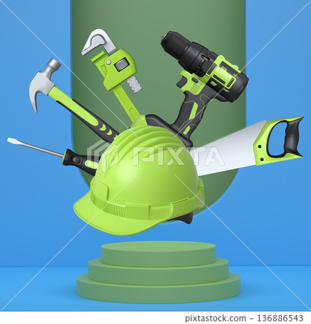 Abstract scene or podium for product showcase on monochrome background. Abstract scene or podium for product showcase on monochrome background. 136886543