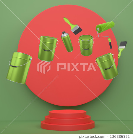 Abstract scene or podium for product showcase on monochrome background. 136886551