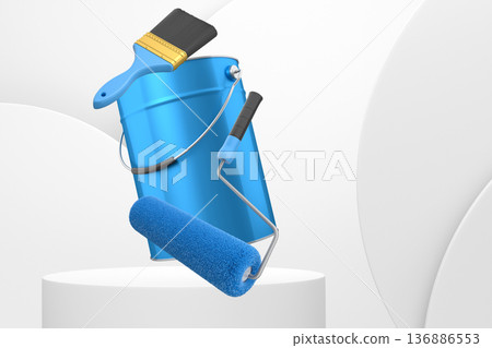 Abstract scene or podium for product showcase on monochrome background. 136886553