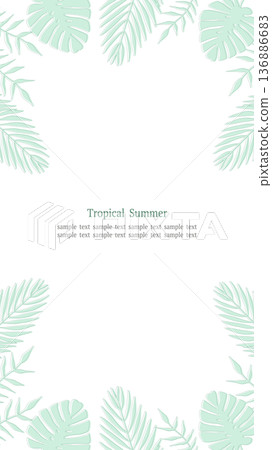 熱帶樹葉邊框綠 16:9 人像 136886683