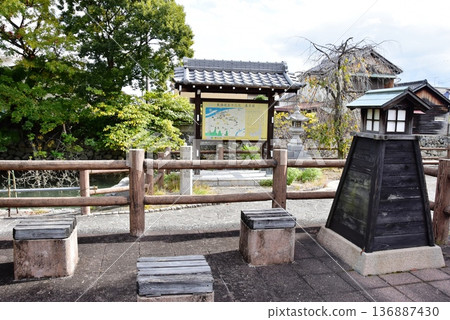 Kuwana City: A park that tells the story of history and a signboard about Kuwana-juku, one of the 53 stations on the Tokaido 136887430