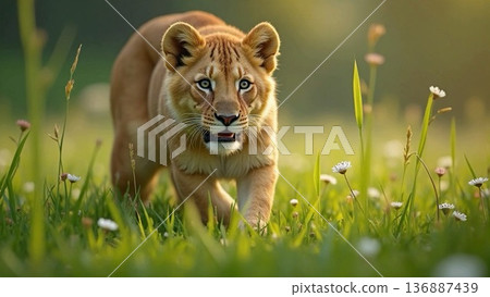 A lion aiming at prey 136887439