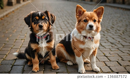 Dogs sitting together 136887572