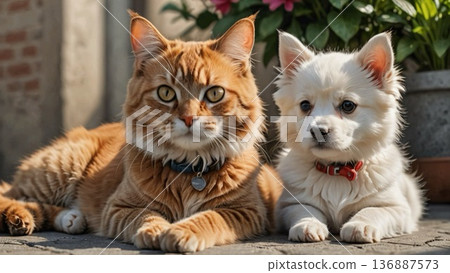 Cute kitten and puppy 136887573