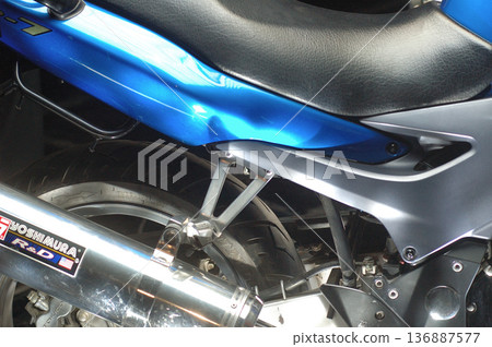Motor Bike display in a showroom Motor Bike display in a showroom 136887577