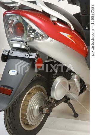 Motor Bike display in a showroom Motor Bike display in a showroom 136887588