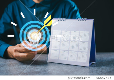 Job light bulb search hire college career creative employment, contemporary business person hitting target near calendar for recruiting recruitment opportunity concept success Job light bulb search hire college career creative employment, contemporary business person hitting target near calendar for recruiting recruitment opportunity concept success 136887673
