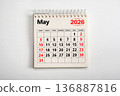 May 2026. Resolution, strategy, solution, goal, business and holidays. Date month May 2026. Page of annual monthly calendar December 2026 planning 136887816