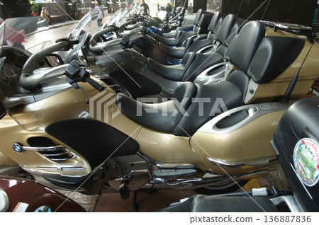 Motor Bike display in a showroom 136887836