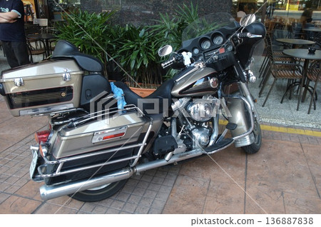 Motor Bike display in a showroom Motor Bike display in a showroom 136887838