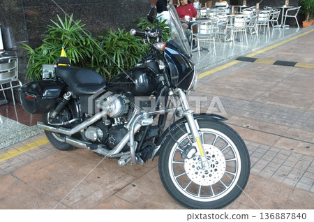 Motor Bike display in a showroom Motor Bike display in a showroom 136887840