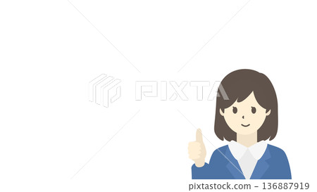 圖:一位年輕的職業婦女/女上班族做出「OK」手勢(留有文字空間) 圖:一位年輕的職業婦女/女上班族做出「OK」手勢(留有文字空間) 136887919