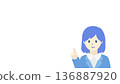 Illustration of a female office worker/businesswoman pointing and explaining (with margin) 136887920